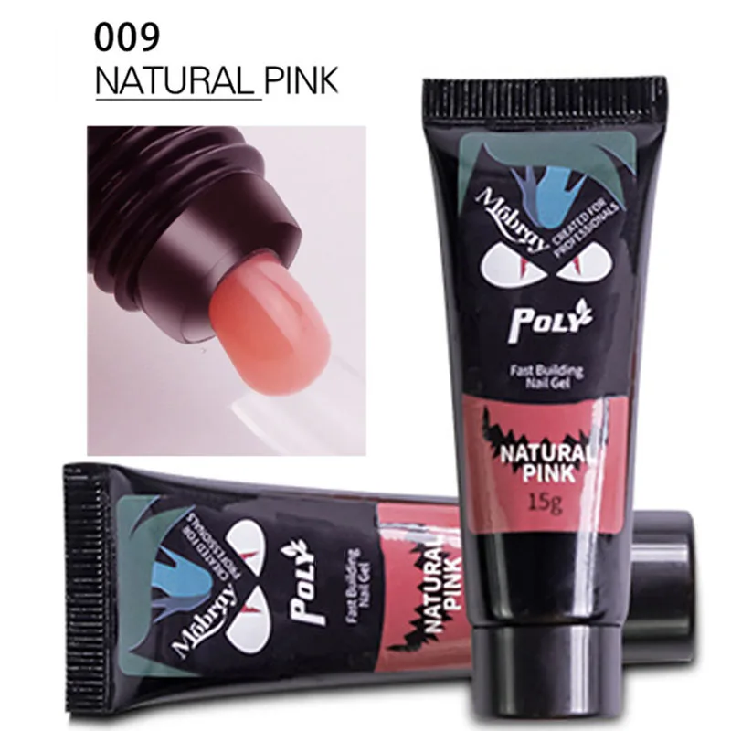 natural pink 15 мл, 9 цветов, полигель для наращивания пальцев, Кристальный Желейный гель для ногтей, камуфляжный, УФ светодиодный, твердый гель, акриловый, строительный гель для дизайна ногтей - Цвет: natural pink