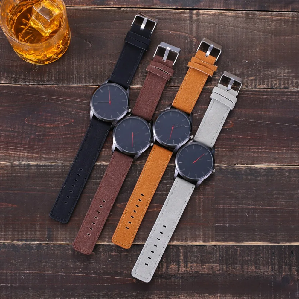 Reloj Hombre модные мужские часы с большим циферблатом военные кварцевые кожаные