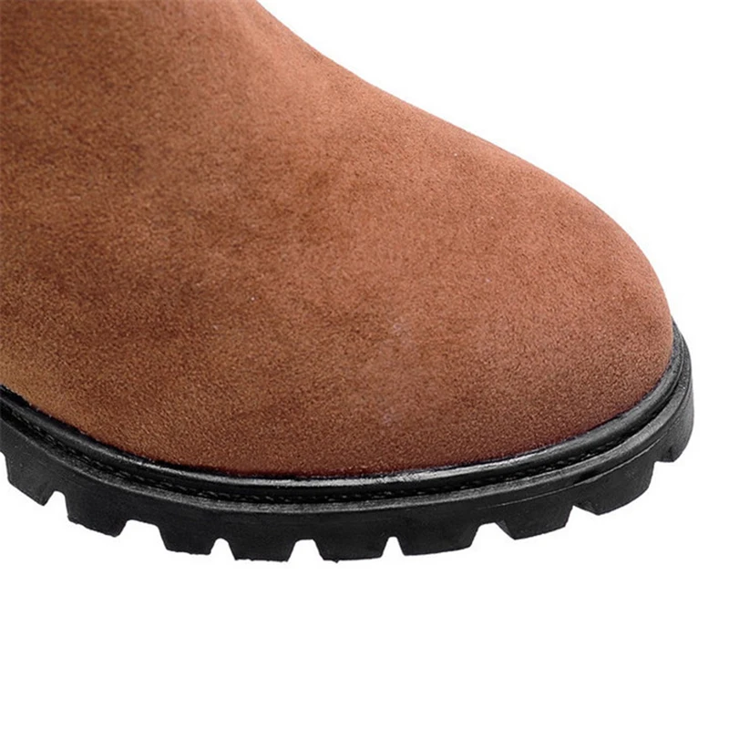 Женские ботильоны на среднем каблуке ENMAYLA демисезонные ботинки из флока с