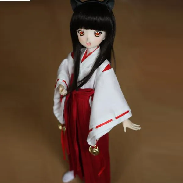 [Wamami] 3 шт. Wihte& Red Inuyasha кимоно Miko Аниме Костюм 1/4 MSD 1/6 1/3 SD DZ кукла BJD Dollfie