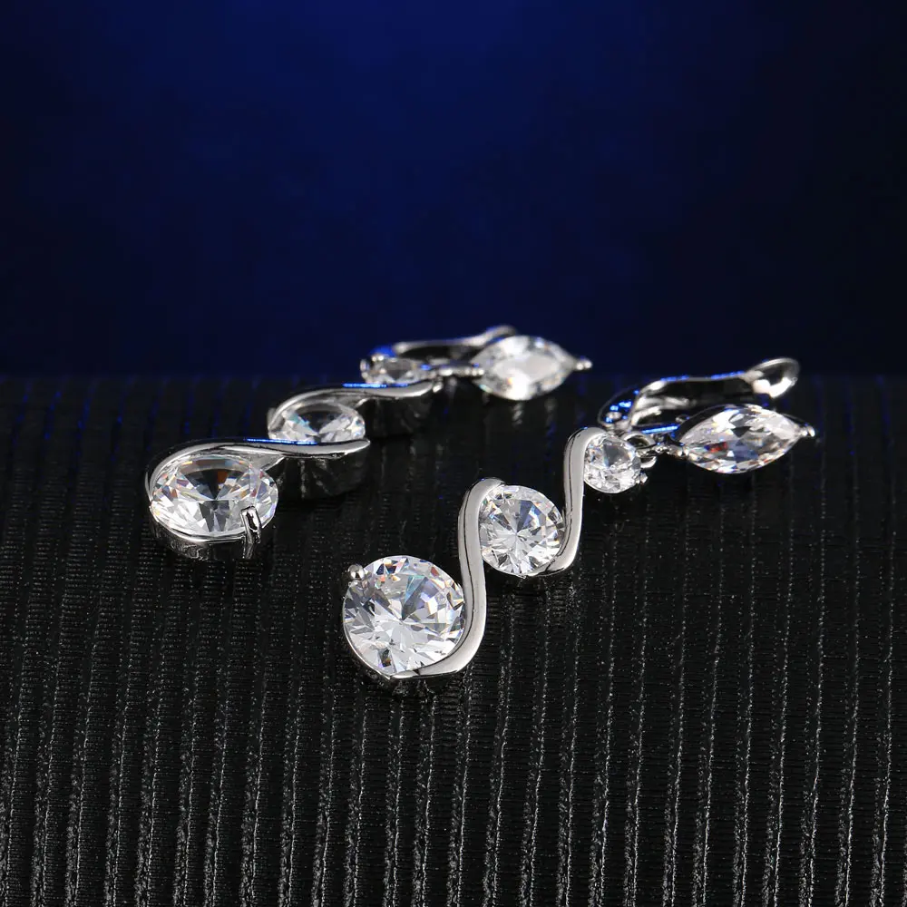 CARSINEL New Trendy Wedding Drop Earring Cubic Zirconia Elegant Shiny Rose Gold color and Silver Jewelry Vintage Earrings | Украшения и