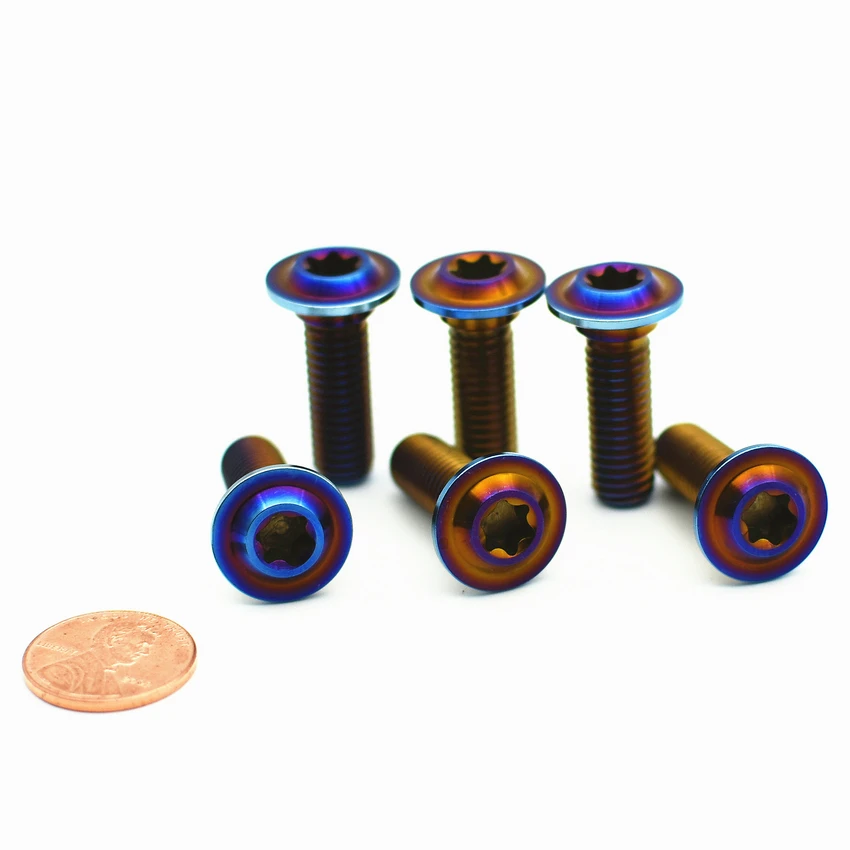 Titanium bolts DIY M8x20mm Motorcycle Modify Ti Bolt Shoulder Burned Blue Color Torx Disc Head screws fastener Pack of 6pcs |