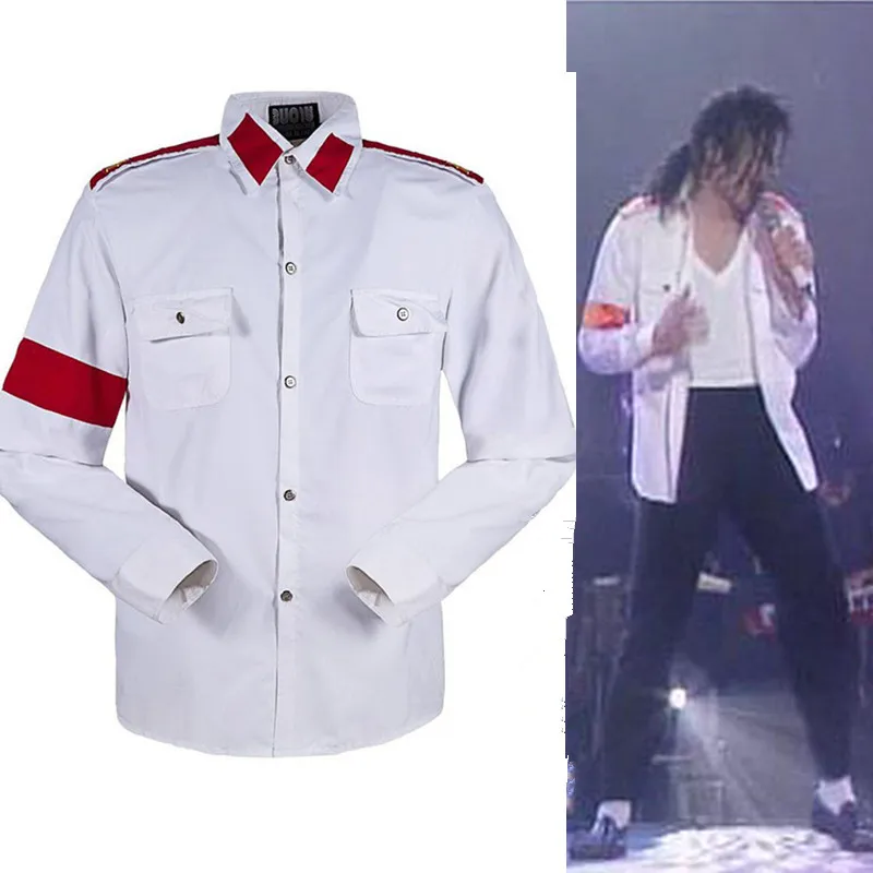 Память Майкл Джексон MJ Man In Mirror Anti war Вышивка Шитье белая CTE Повседневная рубашка