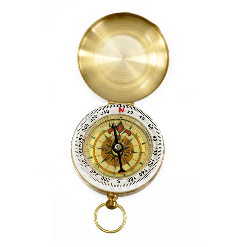 Бесплатная доставка походный портативный латунный Карманный Золотой компас с