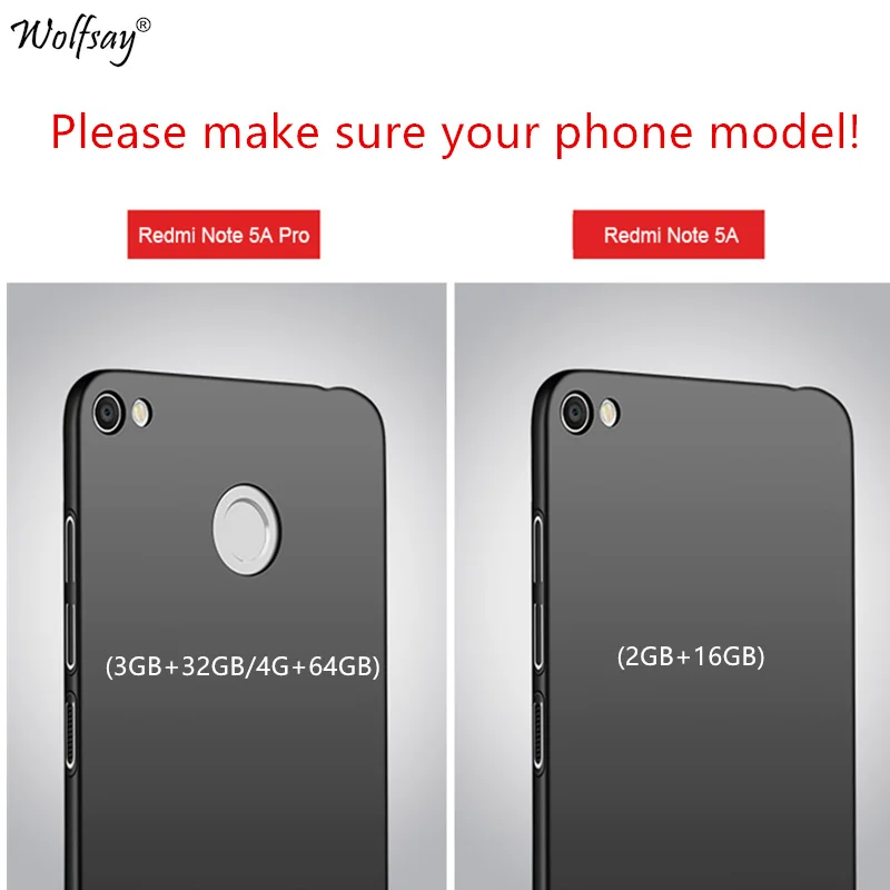 Чехол Wolfsay для Xiaomi Redmi Note 5A Pro ультратонкий защитный жесткий чехол задней панели