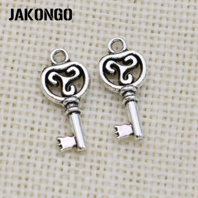 JAKONGO античный посеребренный ключ подвеска для изготовления ювелирных изделий