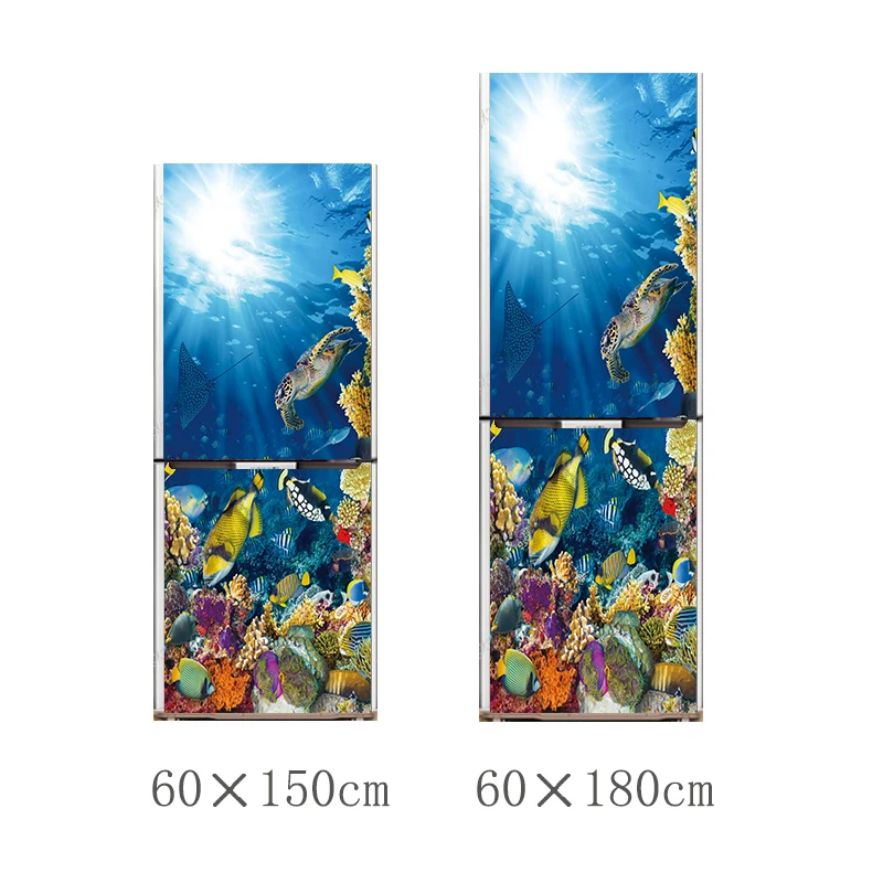 60x15 0 см/60x180 см стикер для холодильника с изображением подводного мира ПВХ