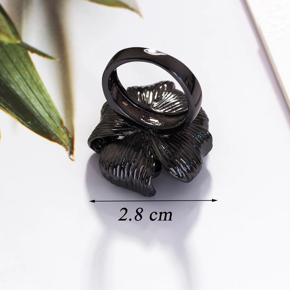 Цветок Черное кольцо ювелирные изделия Анель aneis anillos bague femme женские модные ювелирные изделия винтажные Женские коктейльные кольца