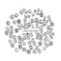 new mix size white 3mm 8mm crystal glass sew on rhinestones silver or gold bottom diy womens dresses 50pcs 200pcs