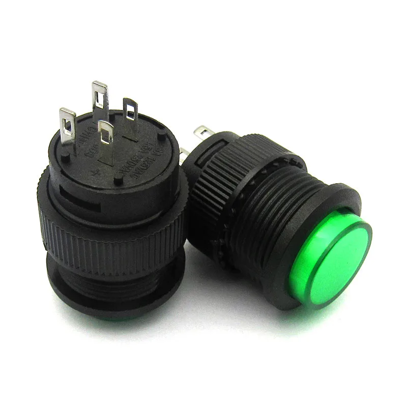 5Pcs 4pin Latching Type 16MM White Red Blue Green Yellow LED Lamp Round Self-Lock Push Button Switch 3A/250VAC | Обустройство дома