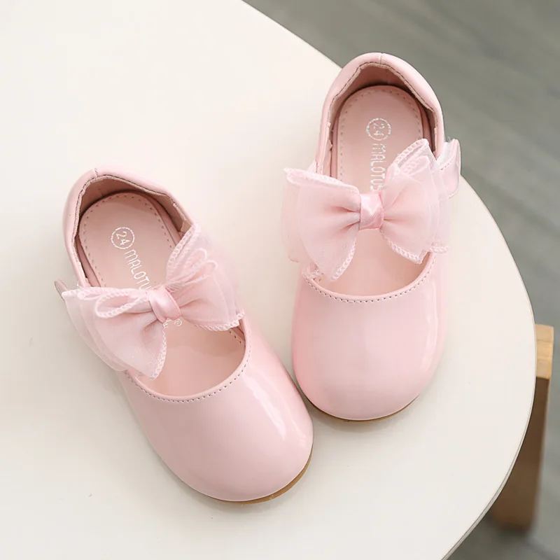 Розовые и белые все Sizes19-27 детская обувь из искусственной кожи милые повседневные стильные туфли для девочек мягкая удобная принцесса без шнуровки детская обувь