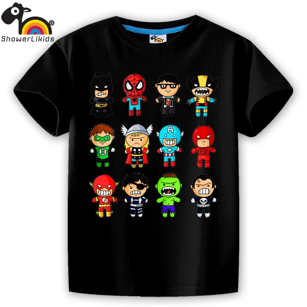 Showerlikids/хлопковая футболка с коротким рукавом высокого качества для мальчиков и