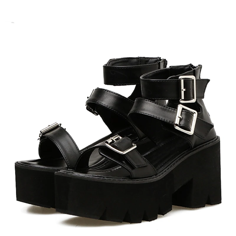 GBHHYNLH buckle sandal peep toe heels gladiator platform summer shoes female casual sandals thick LJA272 | Обувь