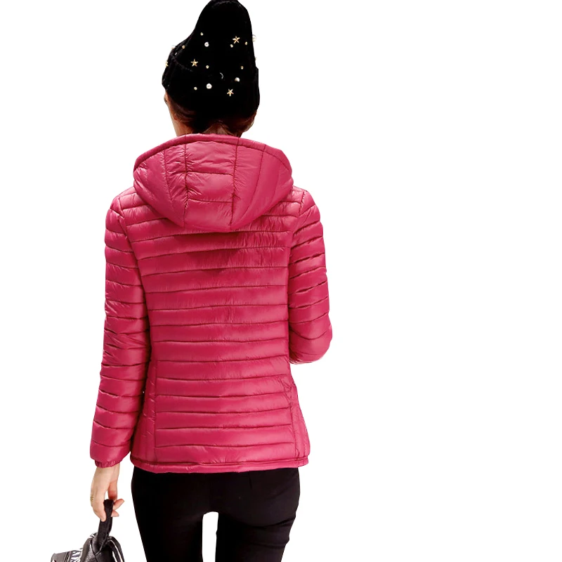 

Nice Winter Hooded Basic Jacket Women Solid Cotton Slim Overcoat Zipper Female Short Warm Spring Autumn Coat Plus Big Size