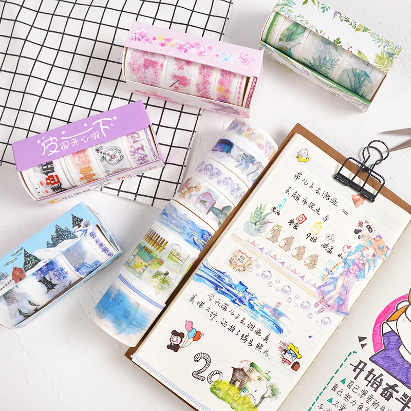 1 Набор бумажных лент для ручной учётной записи Цветочная декоративная лента