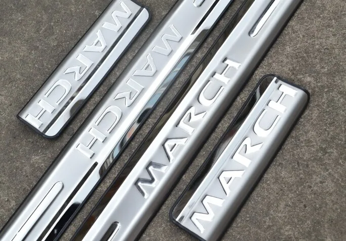 Накладка на порог из нержавеющей стали автомобильные аксессуары для Nissan March 2010