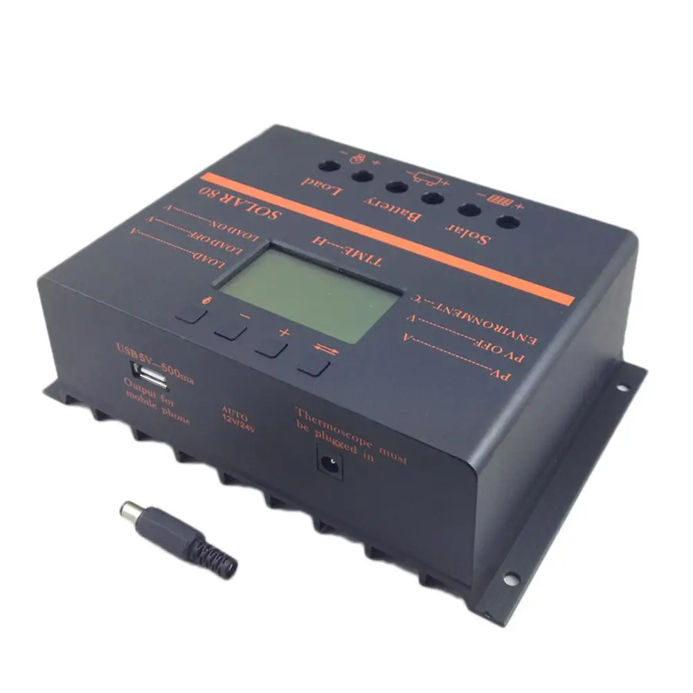 AKDSteel 80A ШИМ 12В 24В ЖК контроллер солнечной батареи фотоэлектрическая солнечная