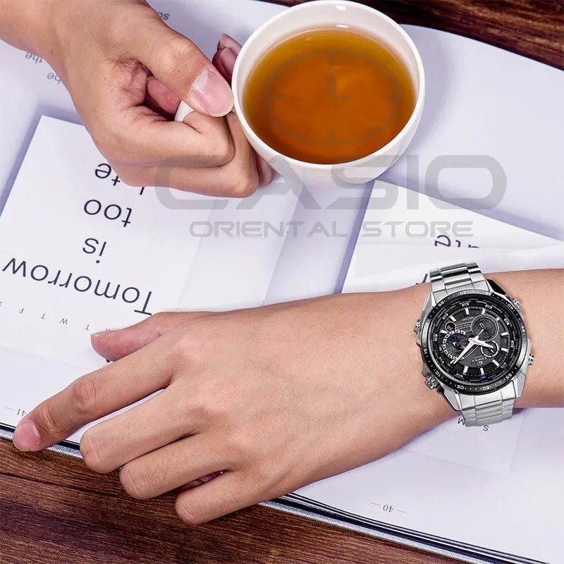 Casio Часы солнечной энергии Водонепроницаемый Сталь группа наручные часы Relógio