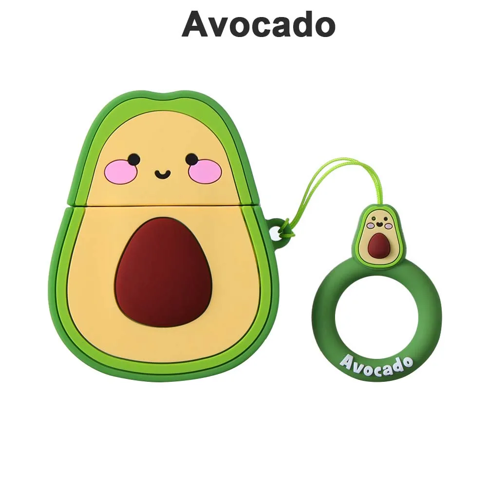 Avocado 1 шт. милые Мультяшные фрукты Силиконовый чехол авокадо персик Клубника Защитный для Apple AirPods 1/2 Apple аксессуары для наушников - Цвет: Avocado