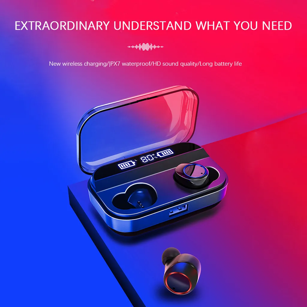Беспроводная гарнитура TWS Mini True Bluetooth 5 0 стерео бас в ухо с 2600mA зарядным