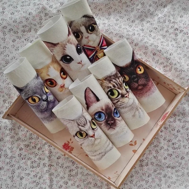 

New ! Lovable Cat Hand dyed 8 Design Cotton Linen Printed Quilt Fabric For DIY Sewing Patchwork Home Textile Decor