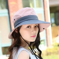 xdanqinx 2021 new summer womens breathable bucket hats foldable wind rope fixed beach hats adjustable size panama fishing cap