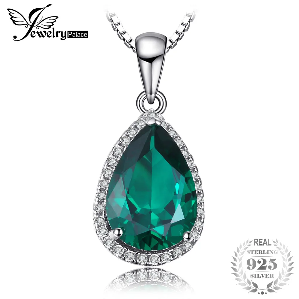 Jewelrypalace груша 6ct создан Изумрудный кулон из натуральной Твердые 925 Серебряные ювелирные изделия без цепи|pendant