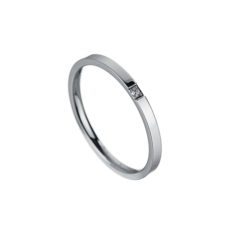 Steel 2mm ELSEMODE, черное титановое кольцо, циркон для мужчин и женщин, заводские прямые антиаллергенные кольца для влюбленных пар, гладкие простые обручальные кольца - Цвет основного камня: Steel 2mm