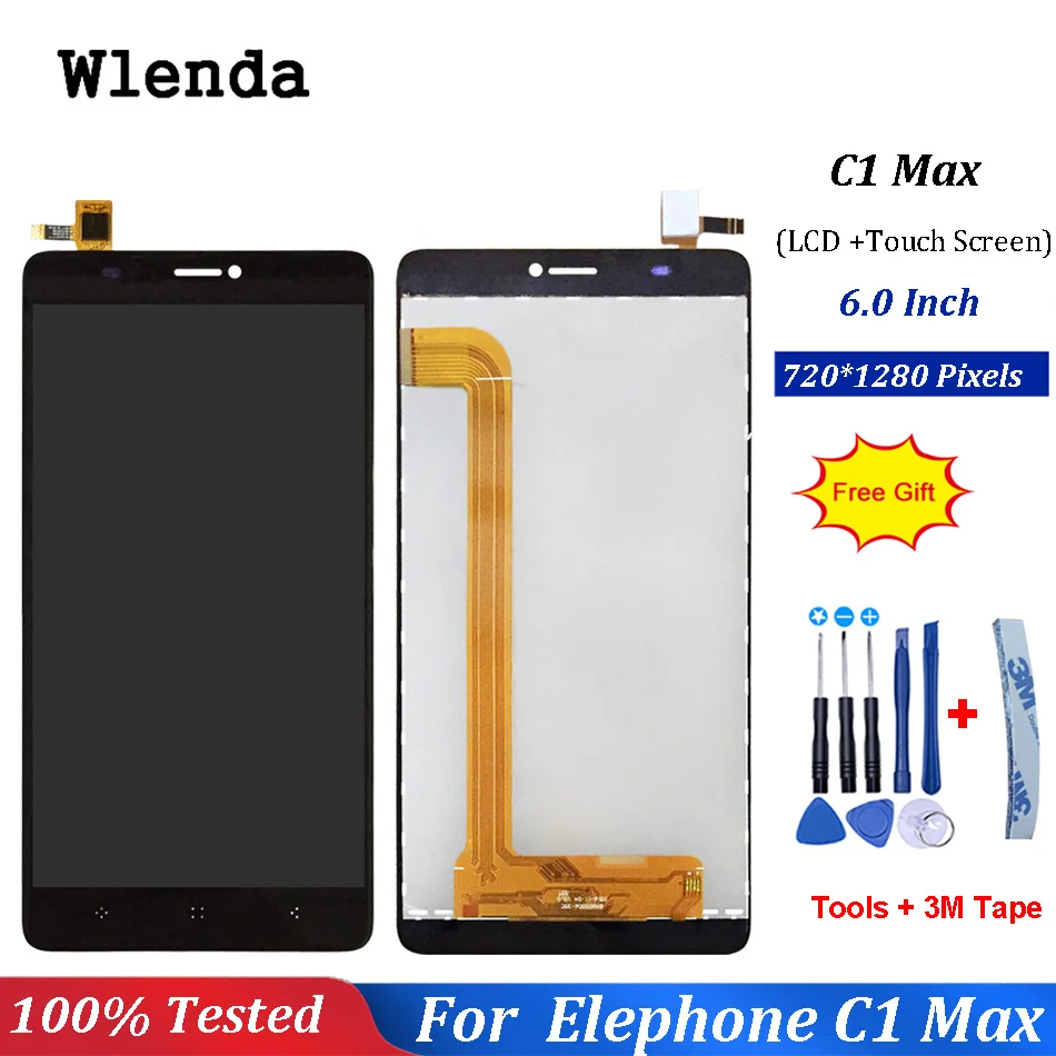 Черный ЖК дисплей и сенсорный экран в сборе для Elephone C1 Max сменный дигитайзер