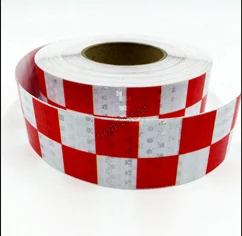 White - red squares 5 см x 3 м Светоотражающая Лента Клейкая наклейка s Наклейка украшение VW Предупреждение ющие ленты виниловая пленка Безопасность авто отражатель наклейка на автомобили - Название цвета: White - red squares