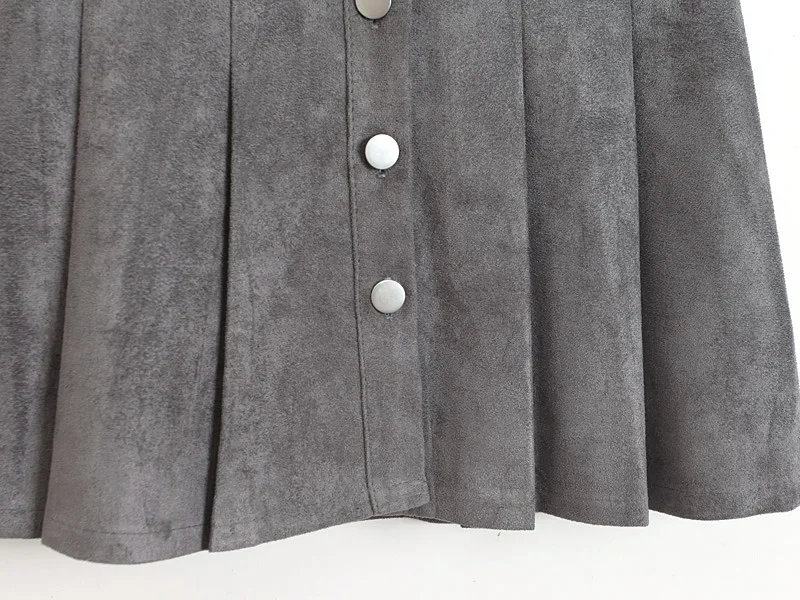 Новое поступление Для женщин разноцветный Suede A-Line мини-юбка осень-зима пуговицы для девочек расклешенная юбка Высокая Талия Femininas SK5550