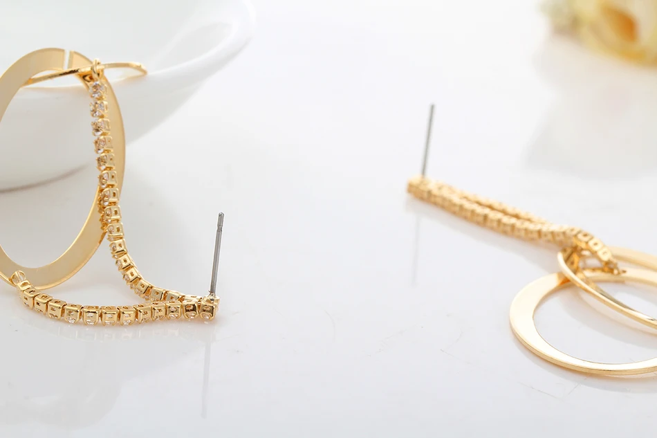 Новые роскошные женские серьги с кисточками и двойным кольцом 2 цвета желтый