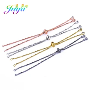 Juya 4 шт.лот оптовая продажа позолоченные посеребренные Регулируемые слайдер цепи аксессуары для модных коннекторов очаровательные браслеты изготовление