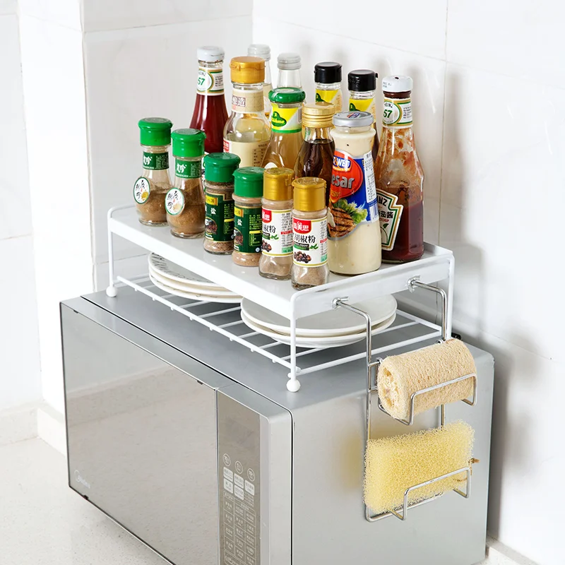Железная полка для хранения приправ Полка кухни двойная напольная столовая