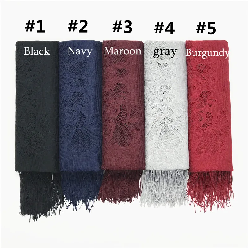 NEW plain Embroidery hijab scarf tassel cutout desgin soft women pashmina muslim echarpe wraps muffler islamic hijabs 10pcs/lot |