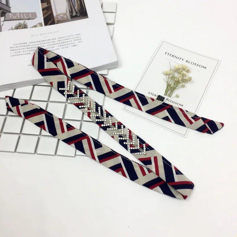 Printing Small Scarf Necklace Female Korean Fashion Rhinestone Ornament Collar Autumn and Winter Hot Sale |