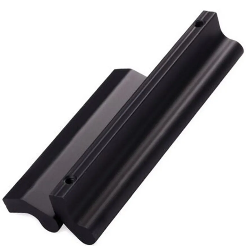 Ручки на шкафчики и ящики для кухни современного простого стиля, матово-черного цвета, размерами 64, 96, 128, 160, 192 и 224 мм.