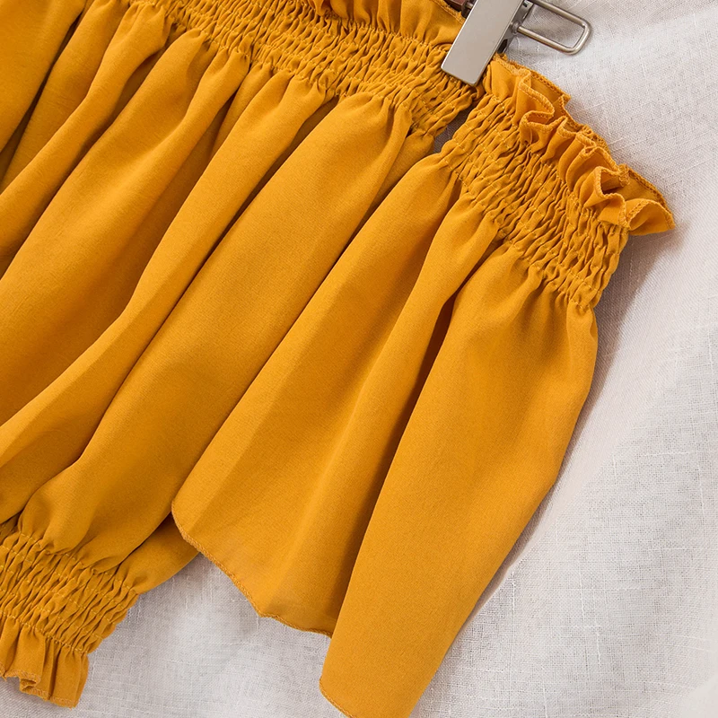 Женский шифоновый костюм ALPHALMODA комплект из топа и брюк с широкими штанинами