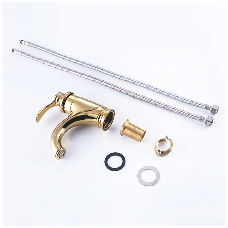 Новый Золотой смеситель для раковины в ванную комнату senduk модный золотистый