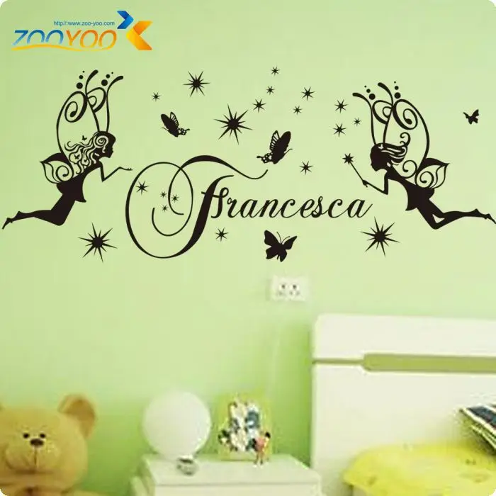 

Free Shipping Flying Angel Black Beautiful Francesca Vinyl Wall Decals Original 2014 Hot Selling Lettering Wall Stickers ZY8168