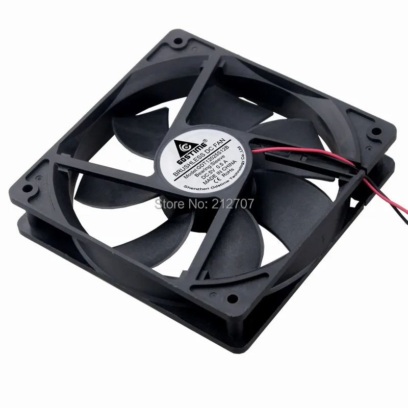 

Gdstime Wholesale 50pcs 0.5A 5V 2000RPM 5inches 12cm 120mm 120*25mm DC Brushless Computer Fan PC Laptop Cooler