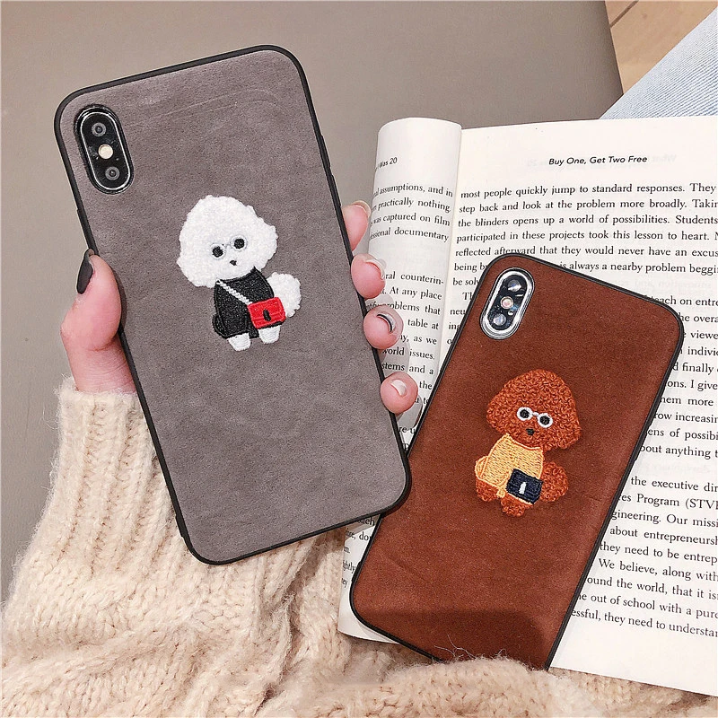 Чехол для телефона GlamPhoneCase с плюшевой вышивкой и рисунком собаки iphone XS Max XR 8 8plus 7