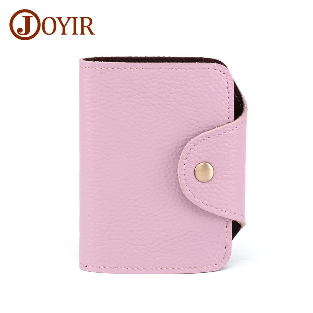 JOYIR Card Holder Wallet RFID Women Genuine Leather 11 Bits Card Case Business Credit Card Holder Card Wallet Clutch Handbag - Цвет: Light Purple