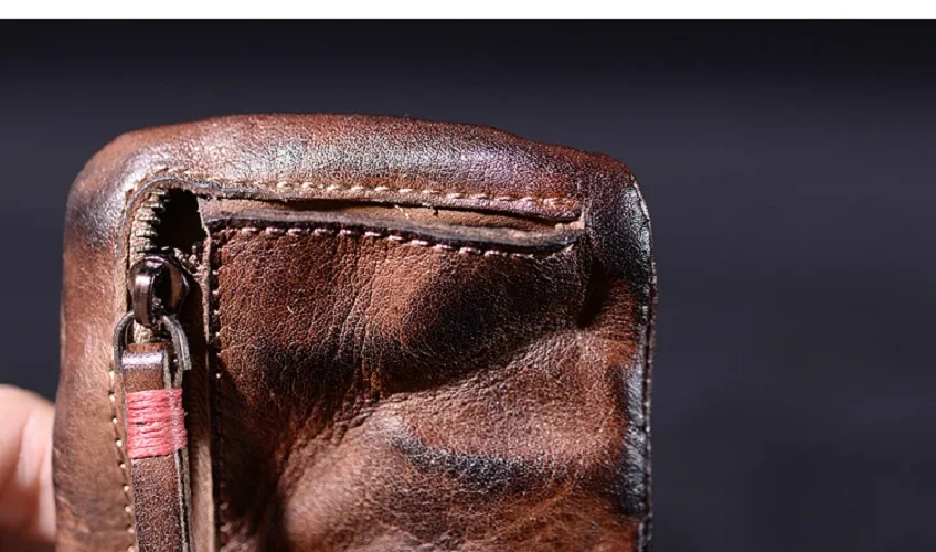 Мужской мини кошелек GUMST из натуральной воловьей кожи на молнии|Кошельки для