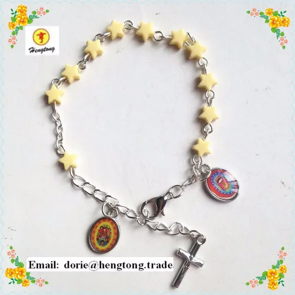 10 шт./упак. звезды из бисера для холодного отжима Гваделупа детей четки оптом по низкой цене, красочные значок четки оптом по низкой цене значки милый браслет специальное предложение