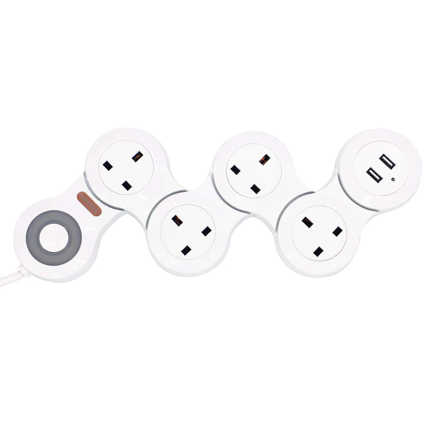 4 OUTLETS 2USB Силовая лента UK Гибкая Поворотная подвижная розетка с USB индикатором светильник 1,8 м удлинитель 10А зарядное устройство для путешествий - Цвет: 4 OUTLETS 2USB