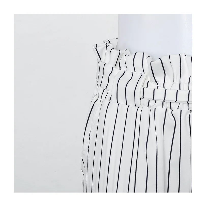 2018Women Striped OL Chiffon High Waist Harem Pants triped Elastic Bow Tie Drawstring Pockets Ladies Casual Trousers S M L | Женская