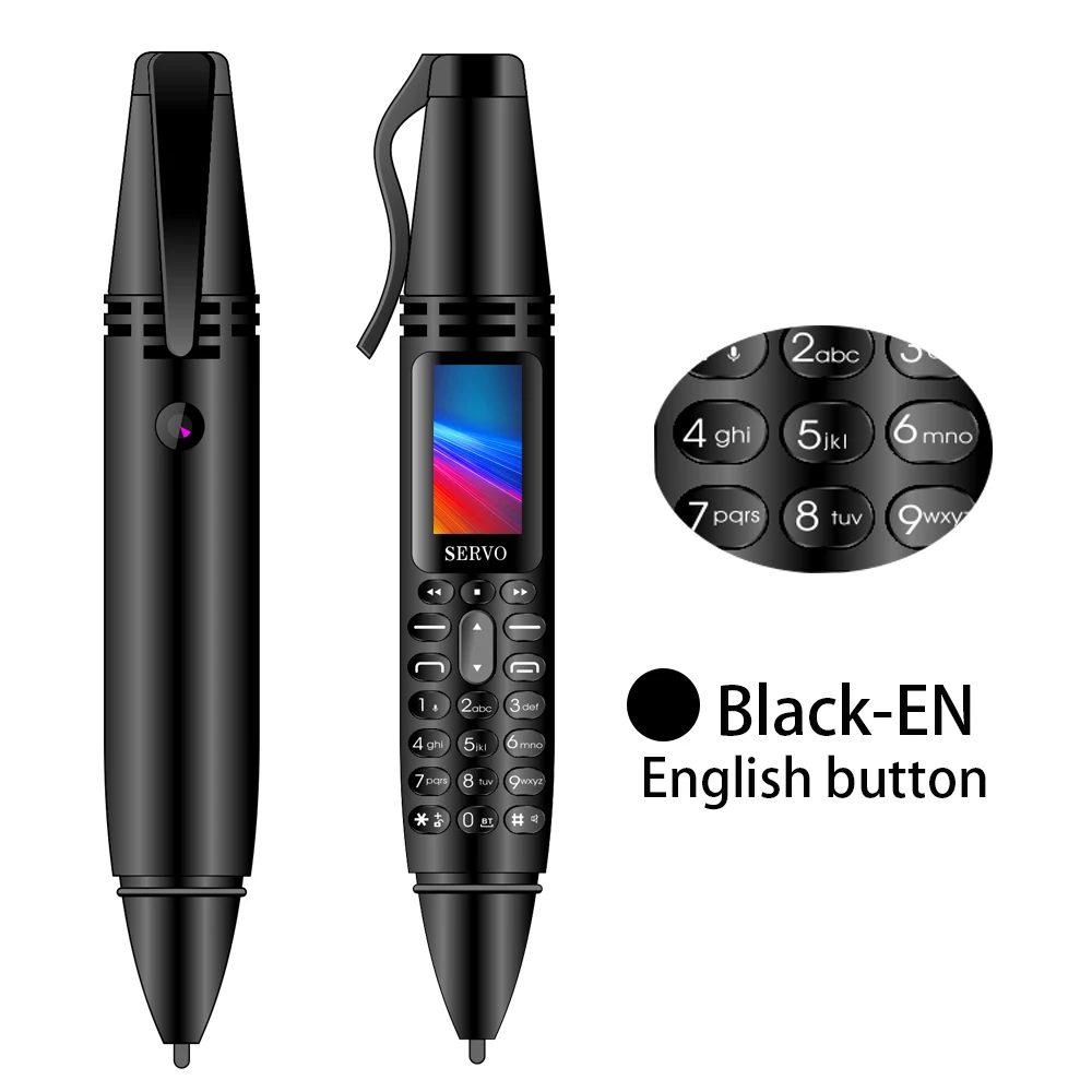 Black Eng Button Мини-ручка для мобильных телефонов 0,9" крошечный экран GSM двойной сим камера Фонарик Bluetooth Dialer мобильный телефон с записью ручка сервопривод K07 - Цвет: Black Eng Button