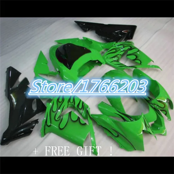 Обтекатель с зеленым черным пламенем для KAWAAKI ZX10R 04 05 ZX 10R 2004 2005 Ning|zx 10r|zx10r fairingszx10r