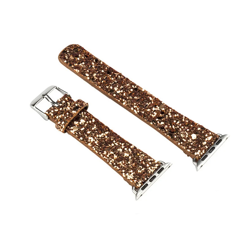 gold Кожаный ремешок для apple watch Band apple watch 5 4 3) 44 мм/40 мм, 42 мм, 38 мм, версия наручных часов iWatch, 5/4/3/2/1 Браслет bling Ремешок пояс - Цвет ремешка: gold